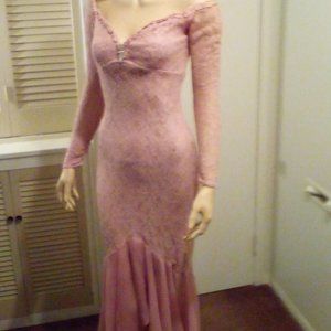 David Howard-Climax Rose Pink Fully Laced Mermaid Style Dress  Size 9/10